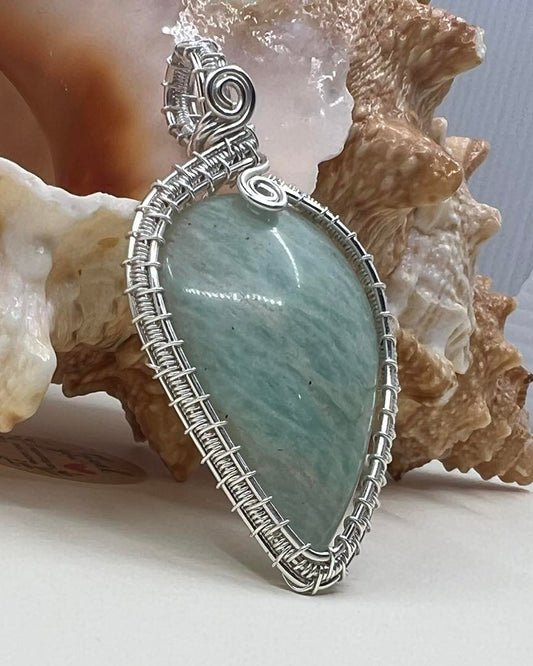 Maristela — Guardian of the Waves | Handmade Reiki-Infused Amazonite Pendant