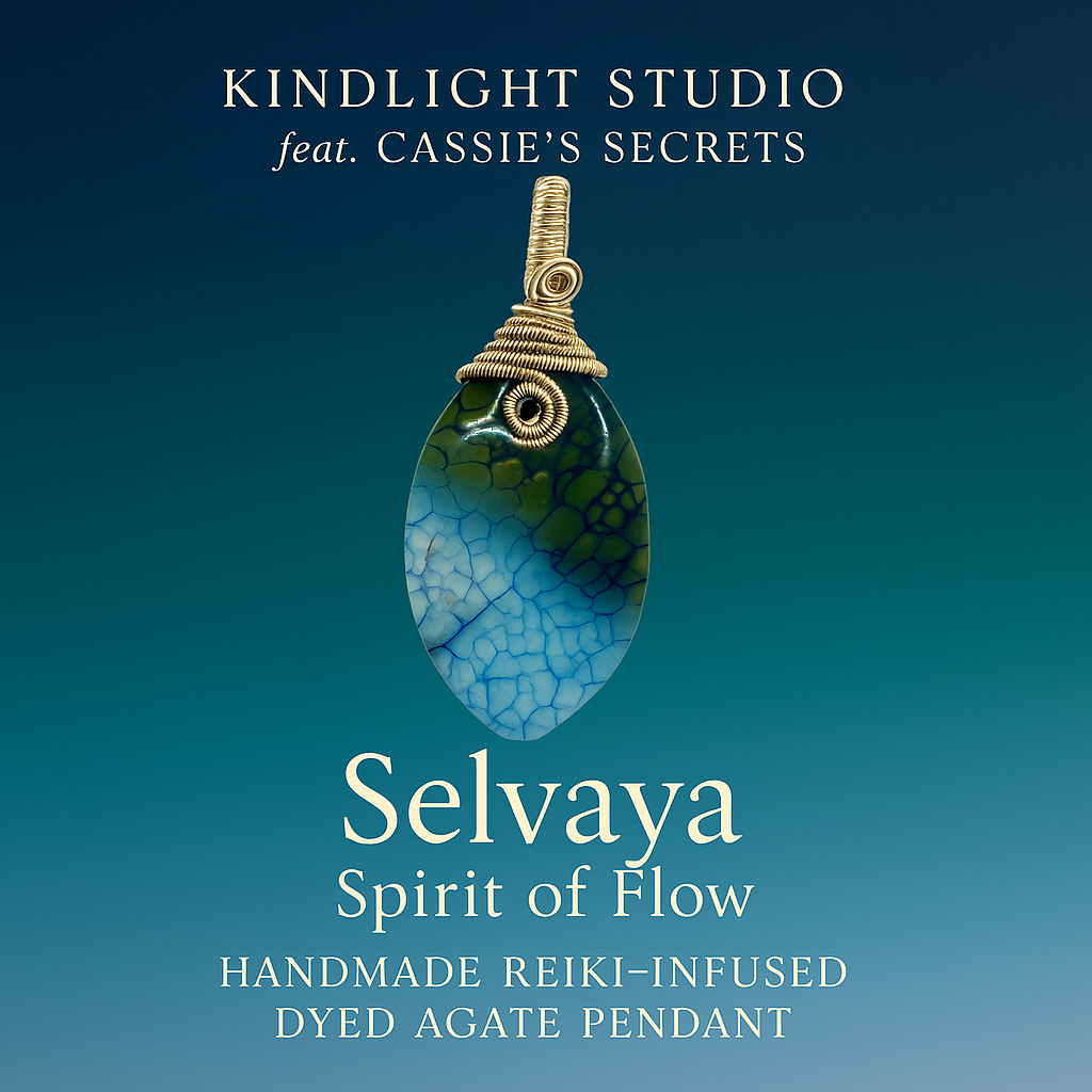 Selvaya Spirit of Flow Handmade Reiki-Infused Dyed Agate Pendant