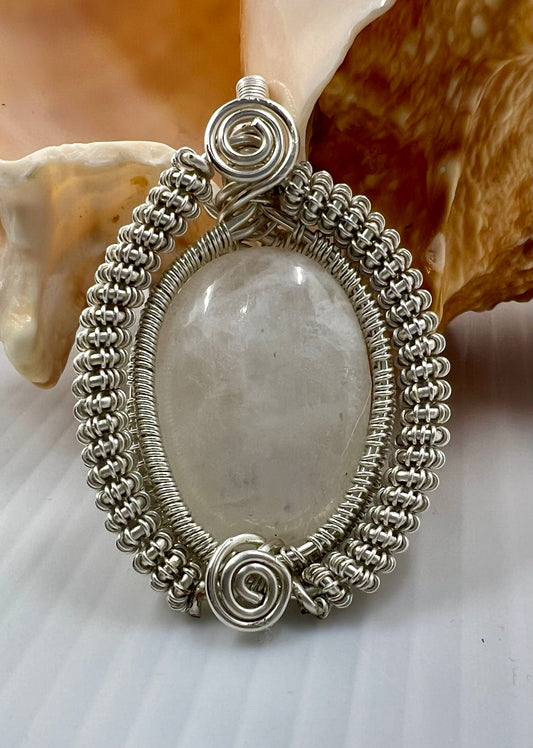 Spirit of the Moonlight – Moonstone Handwoven Silver Moonstone Pendant