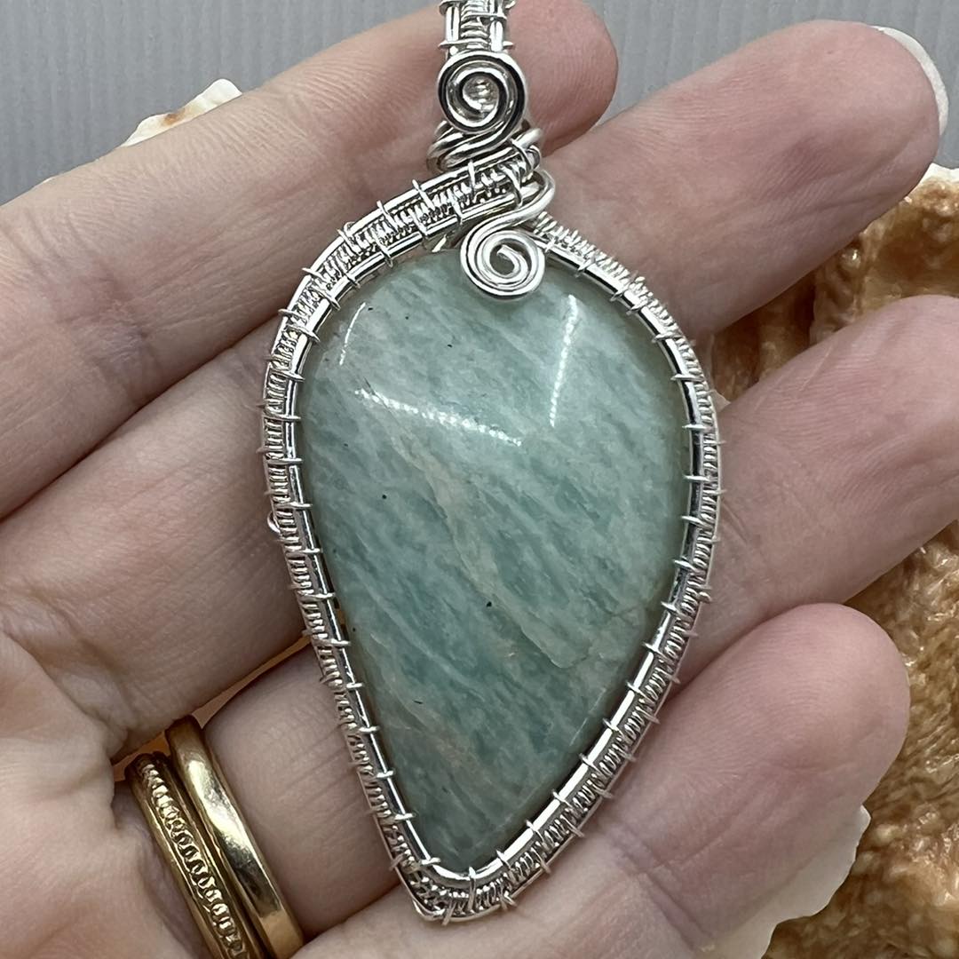 Maristela — Guardian of the Waves | Handmade Reiki-Infused Amazonite Pendant