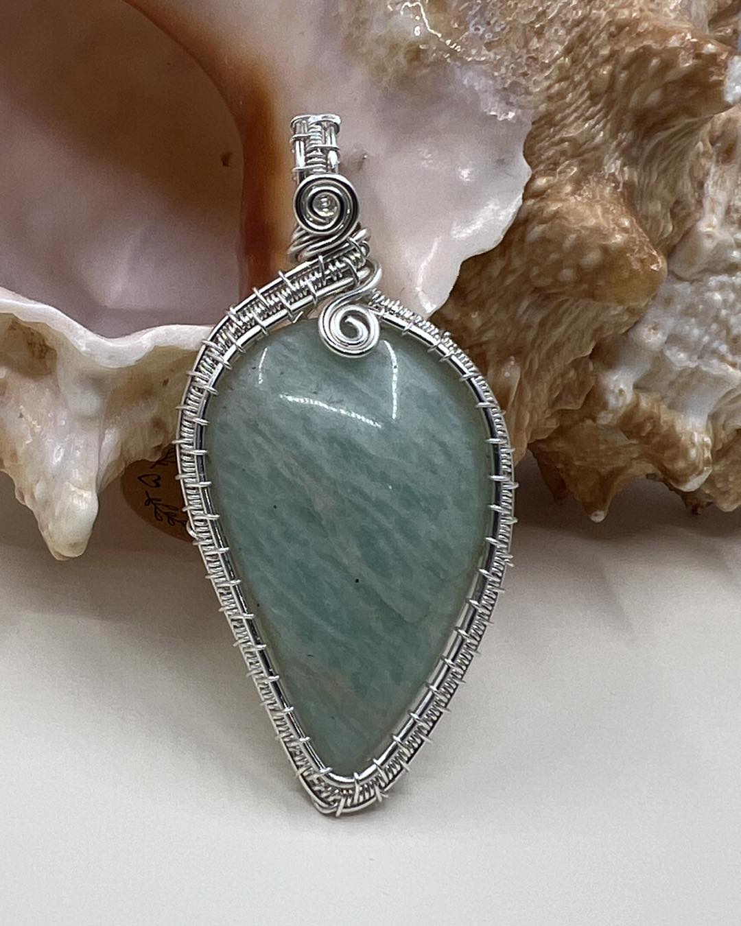 Maristela — Guardian of the Waves | Handmade Reiki-Infused Amazonite Pendant