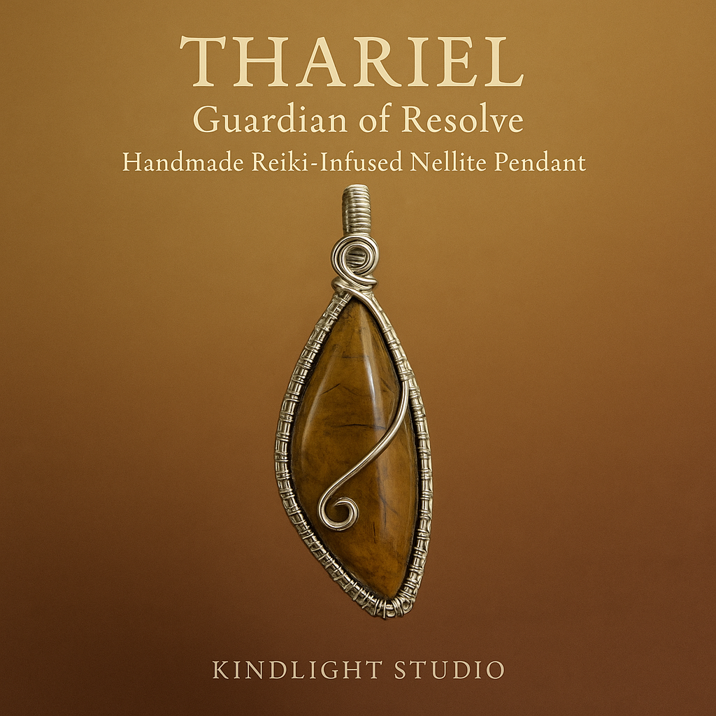 Thariel — Guardian of Resolve  Handmade Reiki-Infused Nellite Pendant