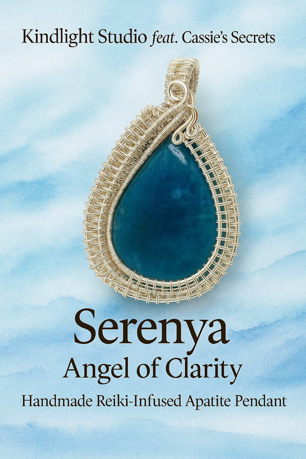 Serenya – Angel of Clarity | Handmade Reiki-Infused Apatite Pendant