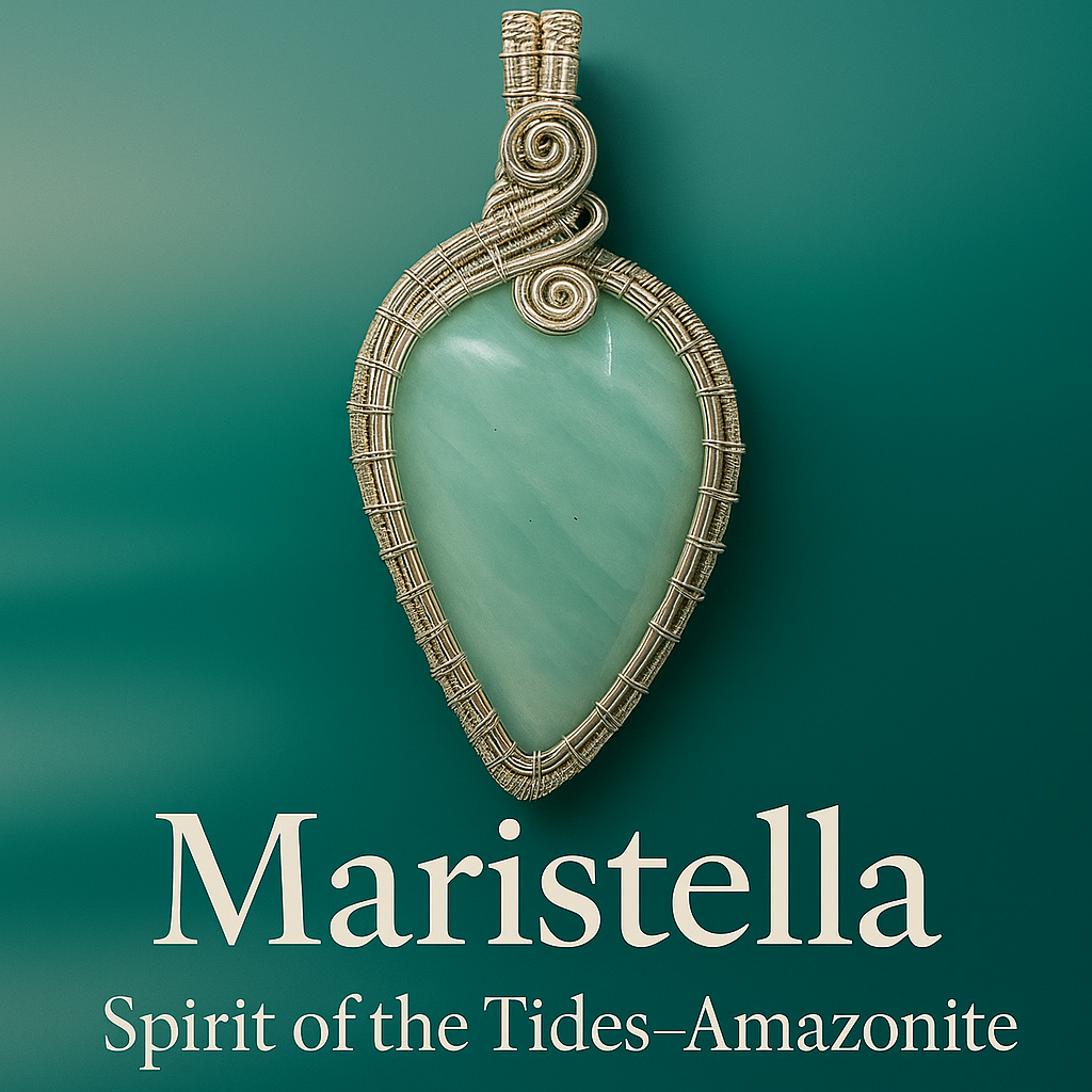 Maristela — Guardian of the Waves | Handmade Reiki-Infused Amazonite Pendant